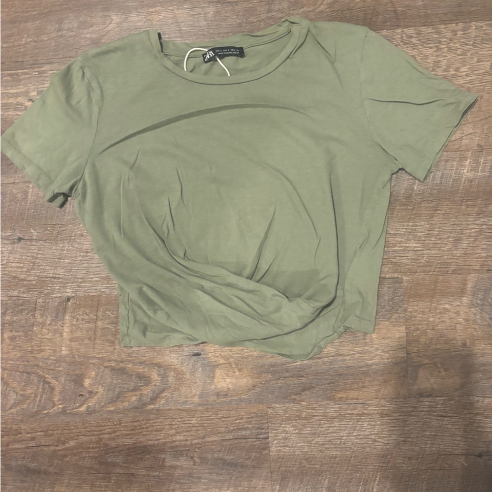 Zara Twist Front Crop Top Sage